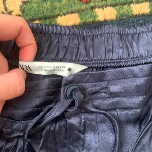 Zara navy silk pants